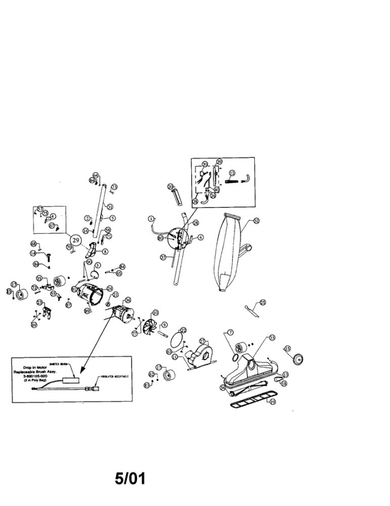 Upright Vacuum Diagram and Parts List for 1028  Dirt Devil Upright Vacuum